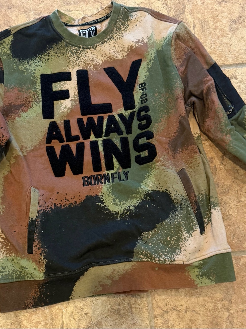 Born Fly "FLY Always Wins" Camo Sweatshirt